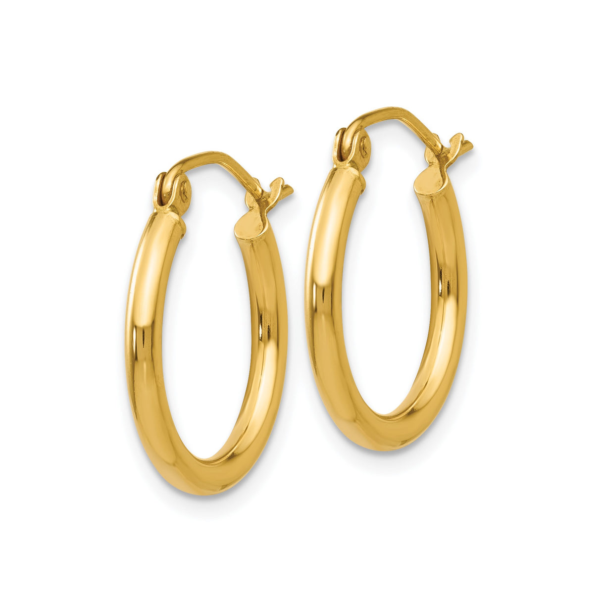 14k Yellow Gold Hoop Earrings, Classic Lightweight Round Design, Polished Finish for Women