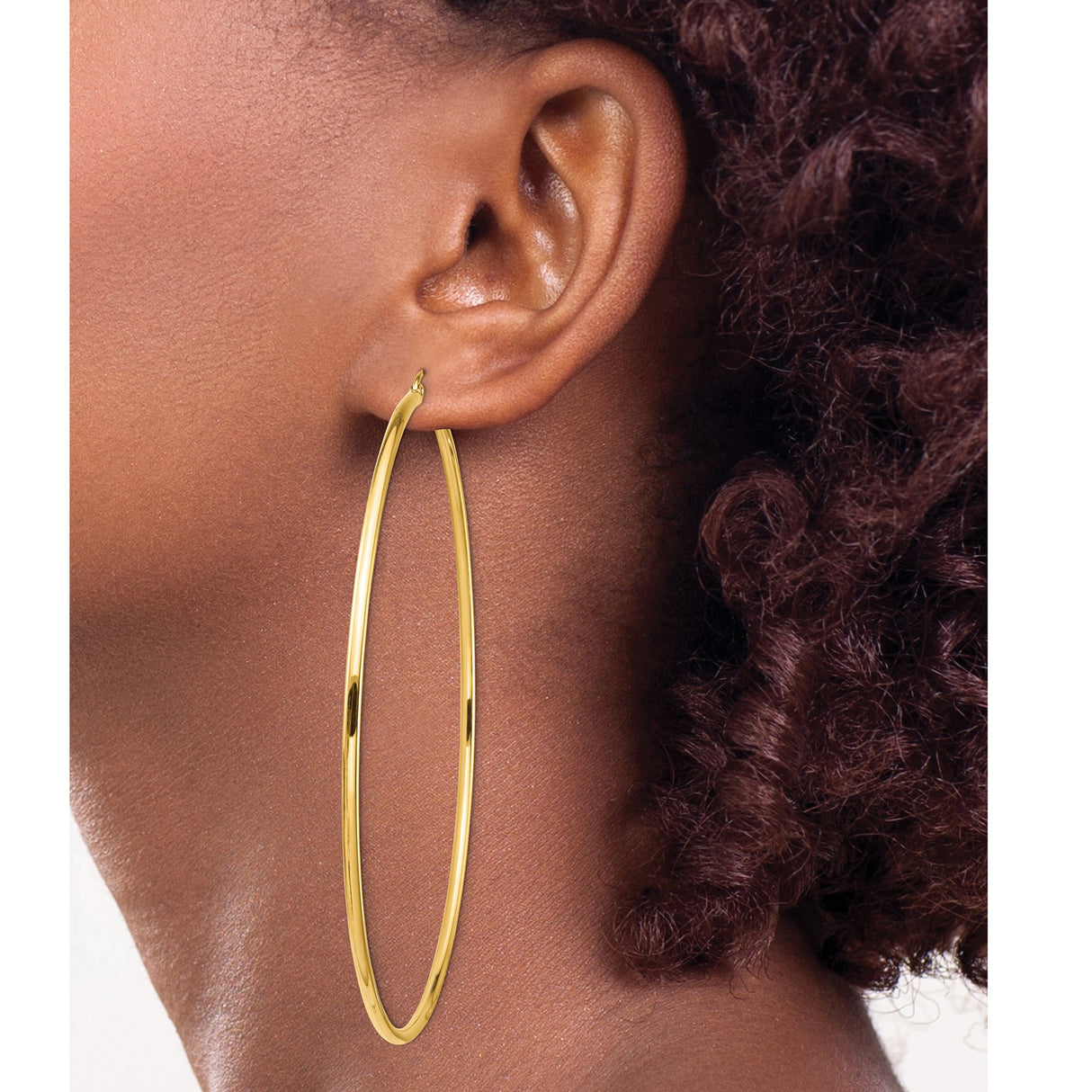 14k Yellow Gold Hoop Earrings, Classic Polished Minimalist Design for Women