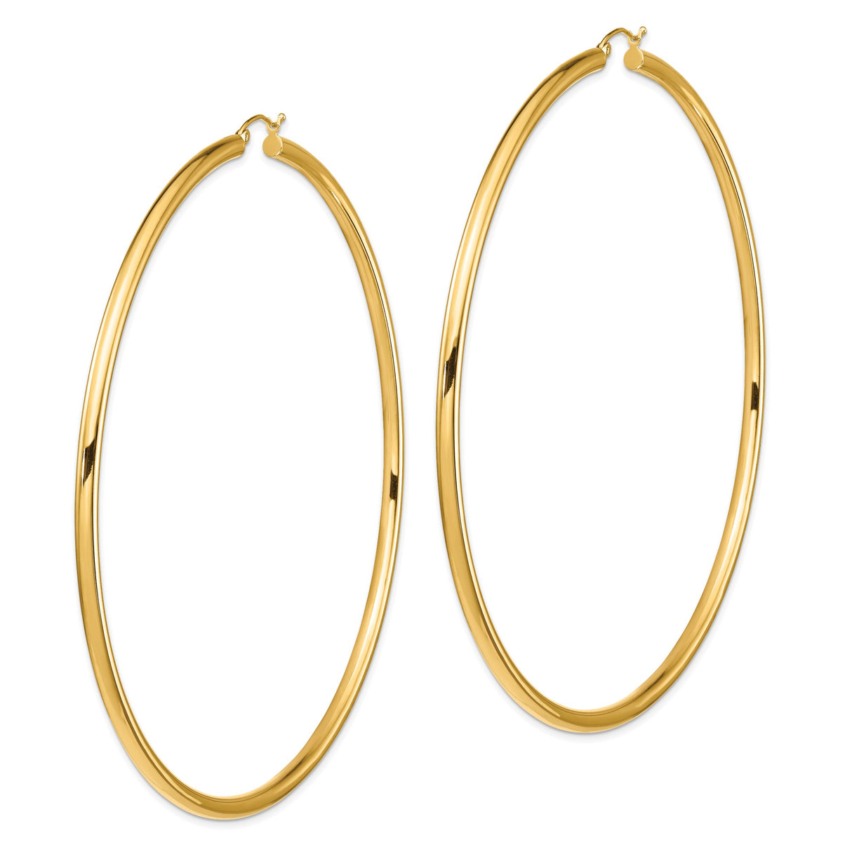 14k Yellow Gold Hoop Earrings, Classic Round Polished Design, Lightweight Everyday Jewelry