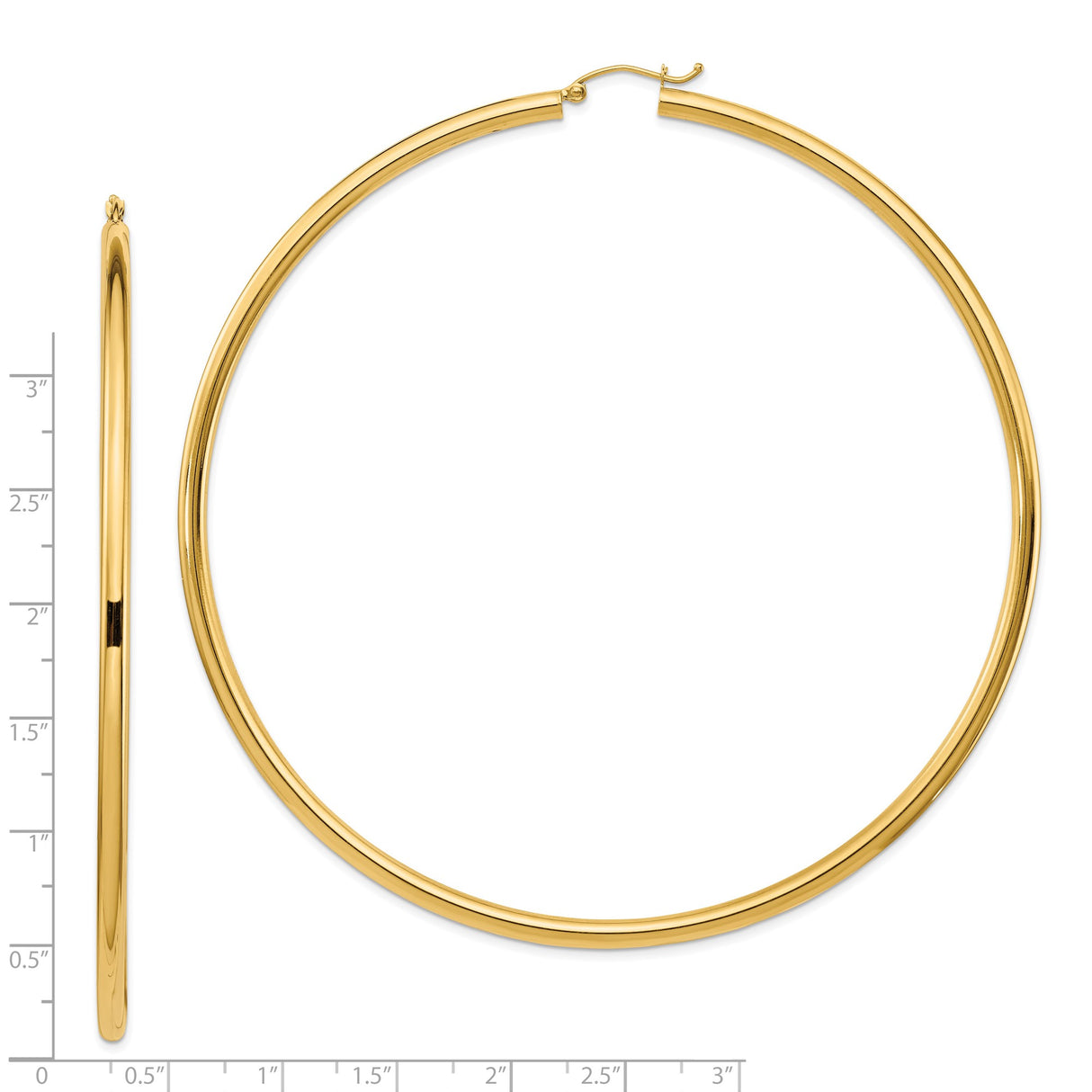 14k Yellow Gold Hoop Earrings, Classic Round Polished Design, Lightweight Everyday Jewelry