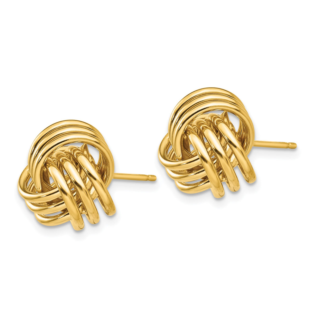 14k Yellow Gold Love Knot Stud Earrings with Intertwined Design for Women