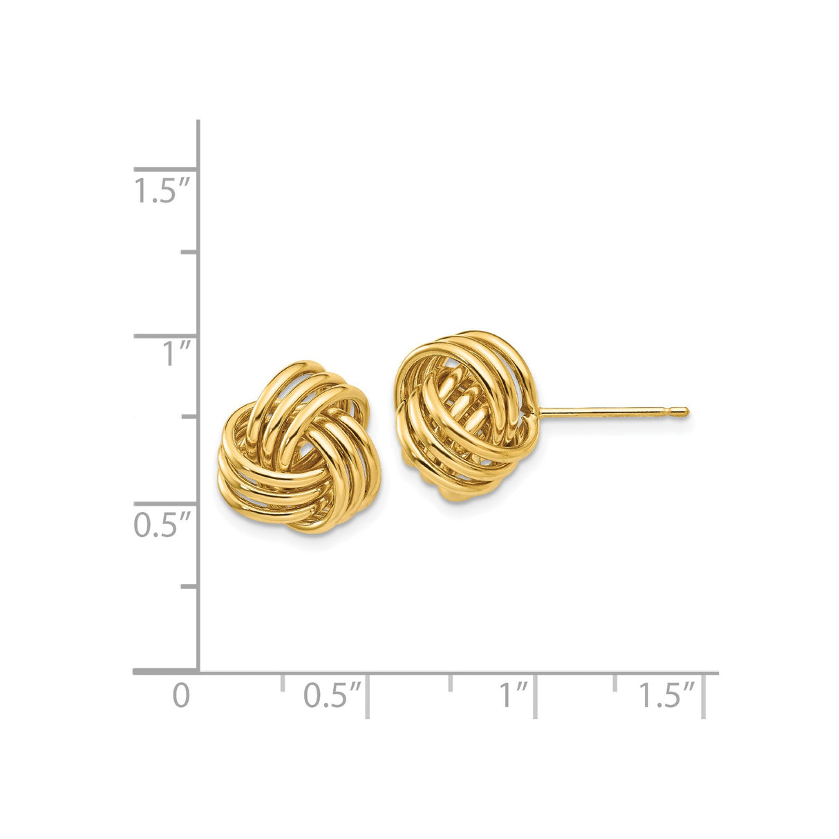 14k Yellow Gold Love Knot Stud Earrings with Intertwined Design for Women