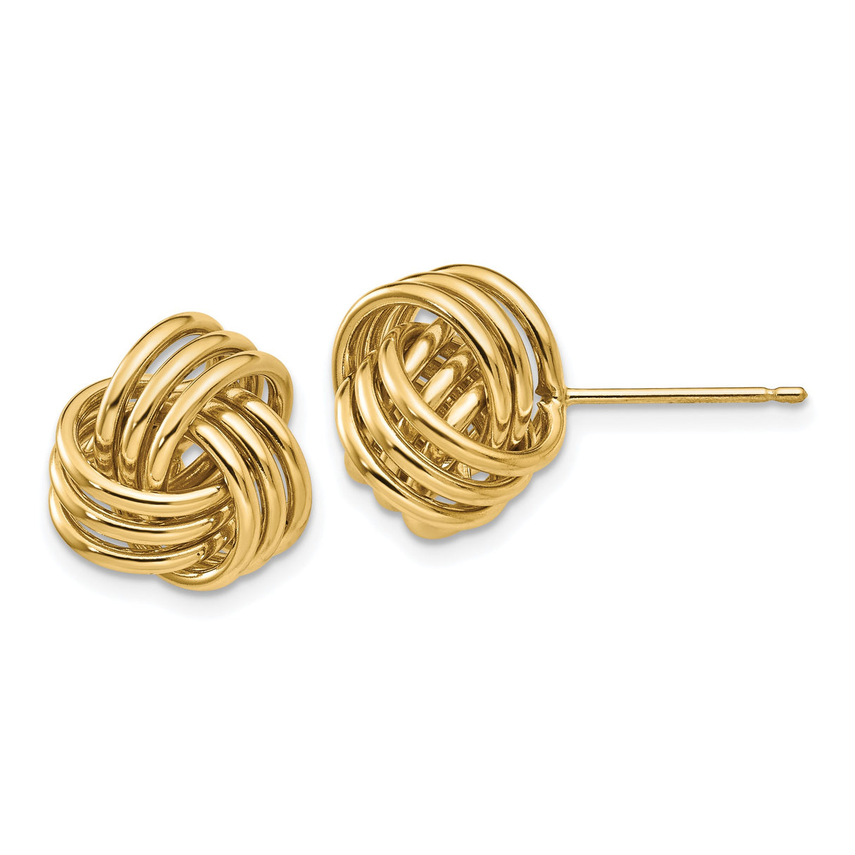14k Yellow Gold Love Knot Stud Earrings with Intertwined Design for Women