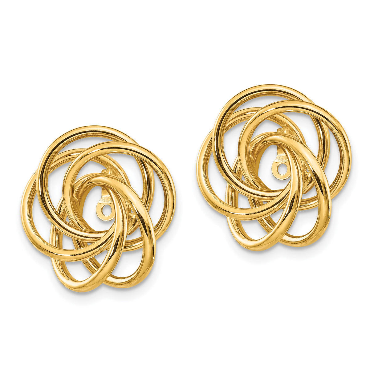 14k Yellow Gold Love Knot Stud Earrings with Interwoven Loop Design for Women
