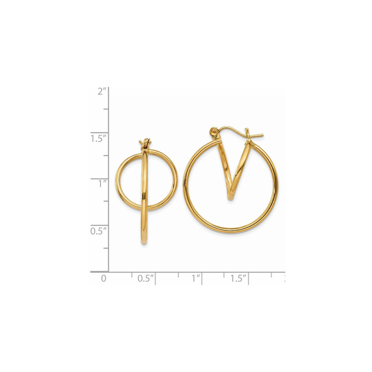 14k Yellow Gold Hoop Earrings with Asymmetric Intersecting Curves, Modern Sculptural Style