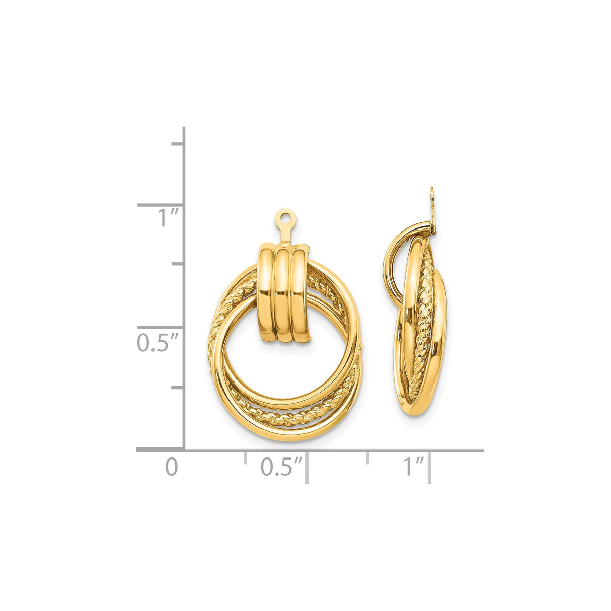 14k Yellow Gold Hoop Earrings with Interlocking Textured and Polished Braided Design