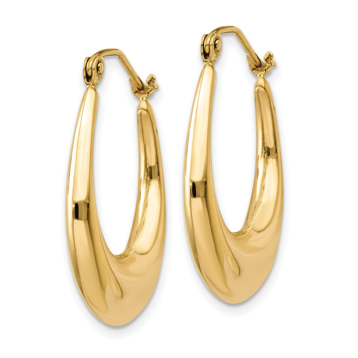 14k Yellow Gold Tapered Teardrop Hoop Earrings, Bold Modern Hollow Style for Women