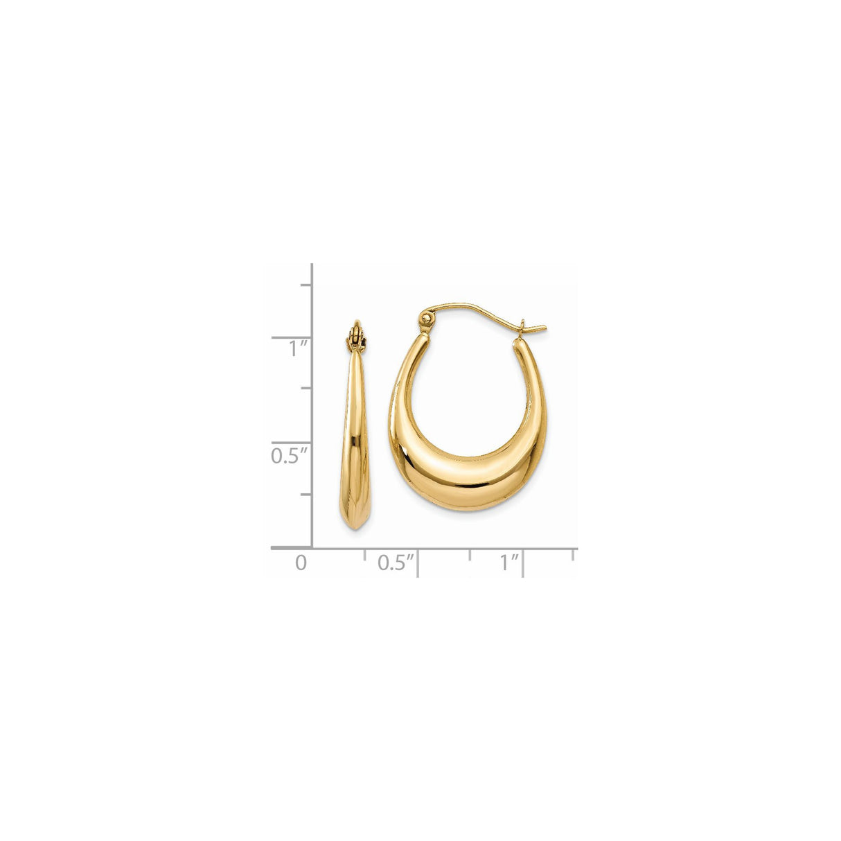 14k Yellow Gold Tapered Teardrop Hoop Earrings, Bold Modern Hollow Style for Women