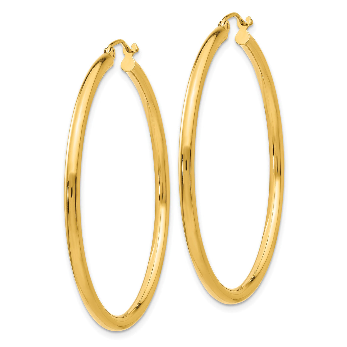 14k Yellow Gold Hoop Earrings, Lightweight Classic Round Hoops with Polished Finish