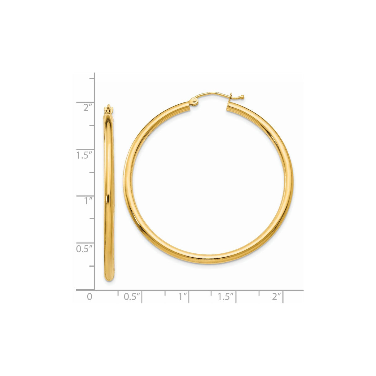 14k Yellow Gold Hoop Earrings, Lightweight Classic Round Hoops with Polished Finish