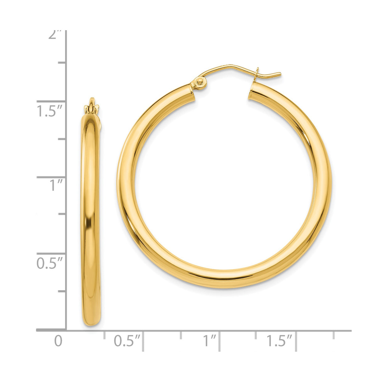 14k Yellow Gold Hoop Earrings, Polished Finish, Lightweight Minimalist Design for Women
