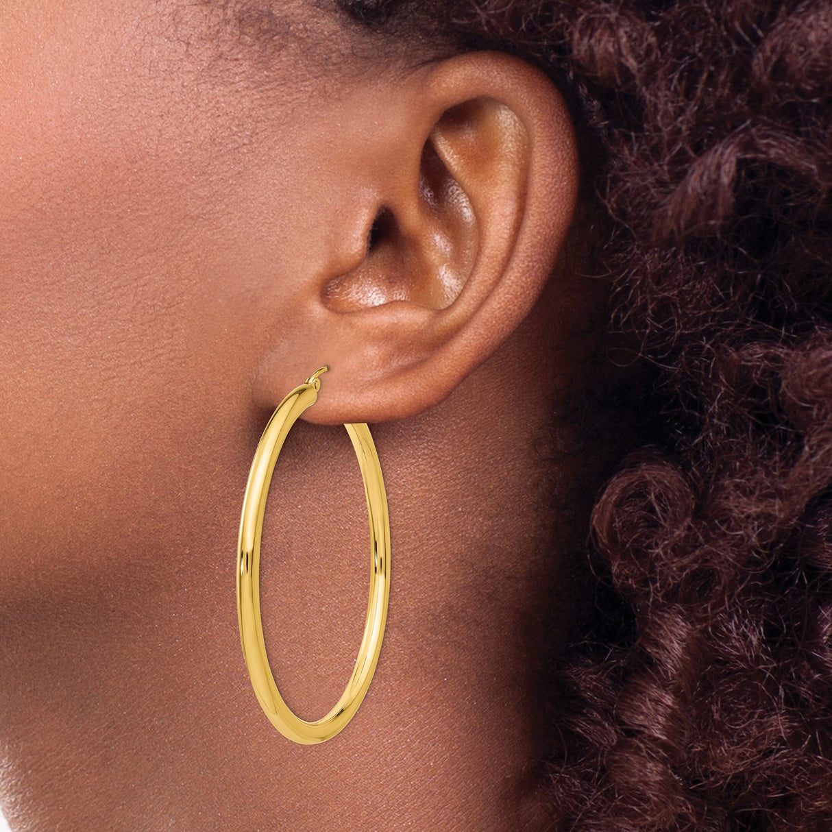 14k Yellow Gold Hoop Earrings, Polished Finish, Latch Back, Lightweight Minimalist Style