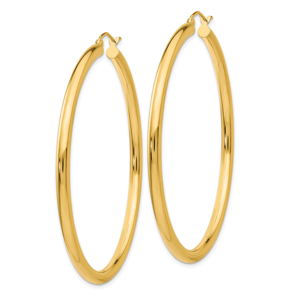 14k Yellow Gold Hoop Earrings, Medium Large Polished Minimalist Hoops for Women