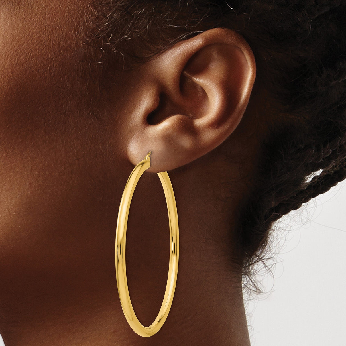 14k Yellow Gold Hoop Earrings, Medium Large Polished Minimalist Hoops for Women