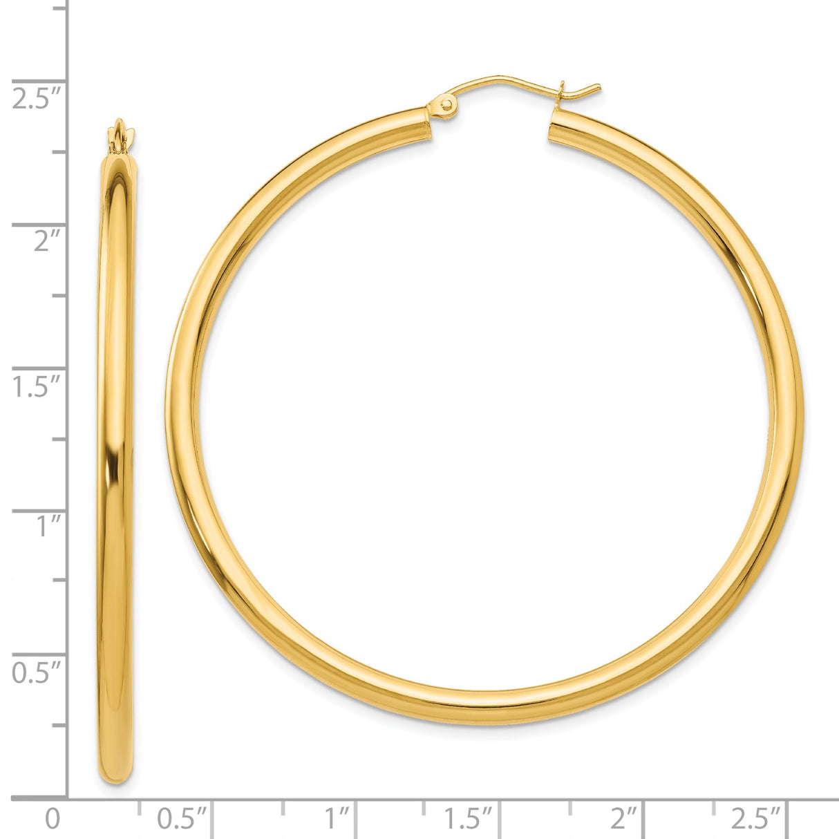 14k Yellow Gold Hoop Earrings, Medium Large Polished Minimalist Hoops for Women