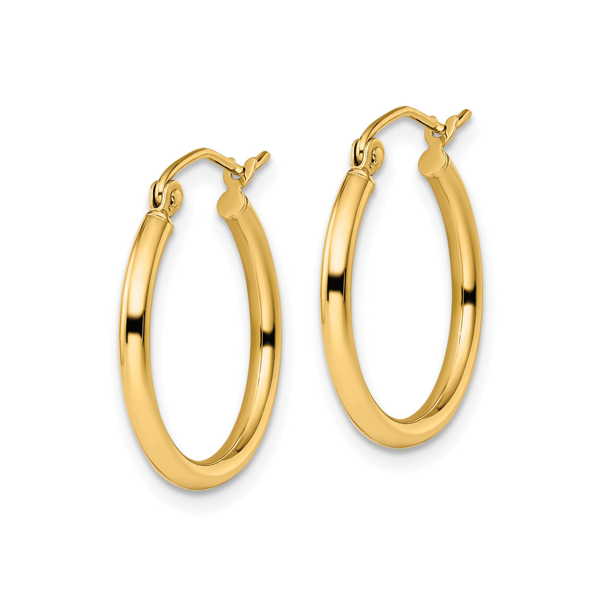 10k Yellow Gold Hoop Earrings, Polished Finish, Classic Rounded Minimalist Style for Women