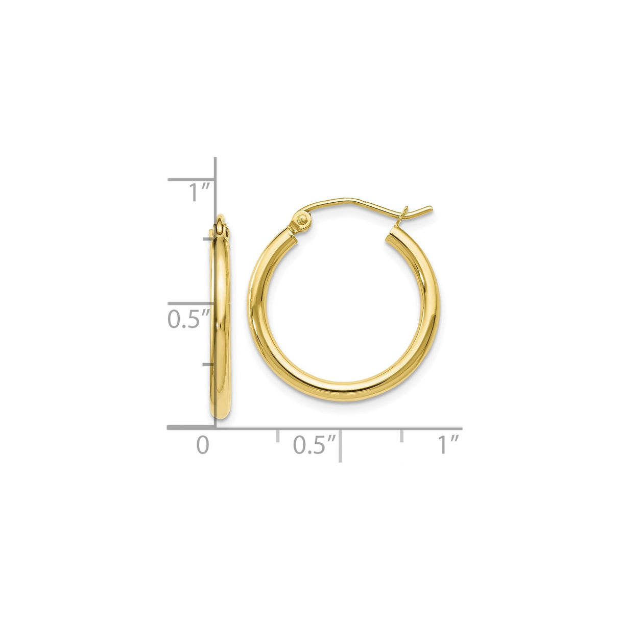 10k Yellow Gold Hoop Earrings, Polished Finish, Classic Rounded Minimalist Style for Women