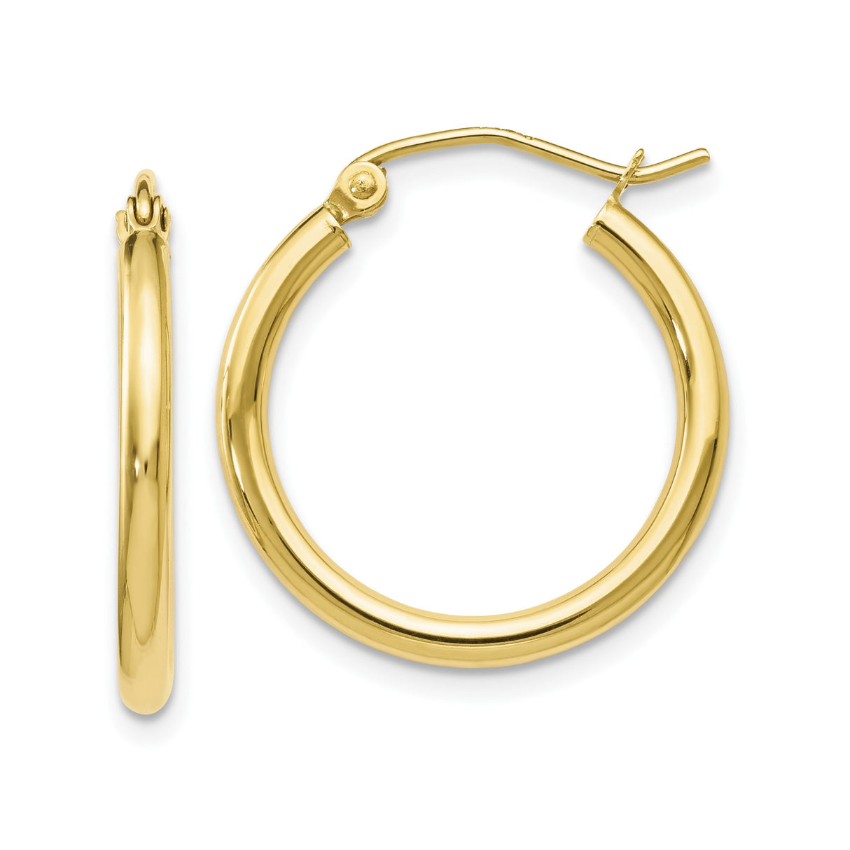 10k Yellow Gold Hoop Earrings, Polished Finish, Classic Rounded Minimalist Style for Women