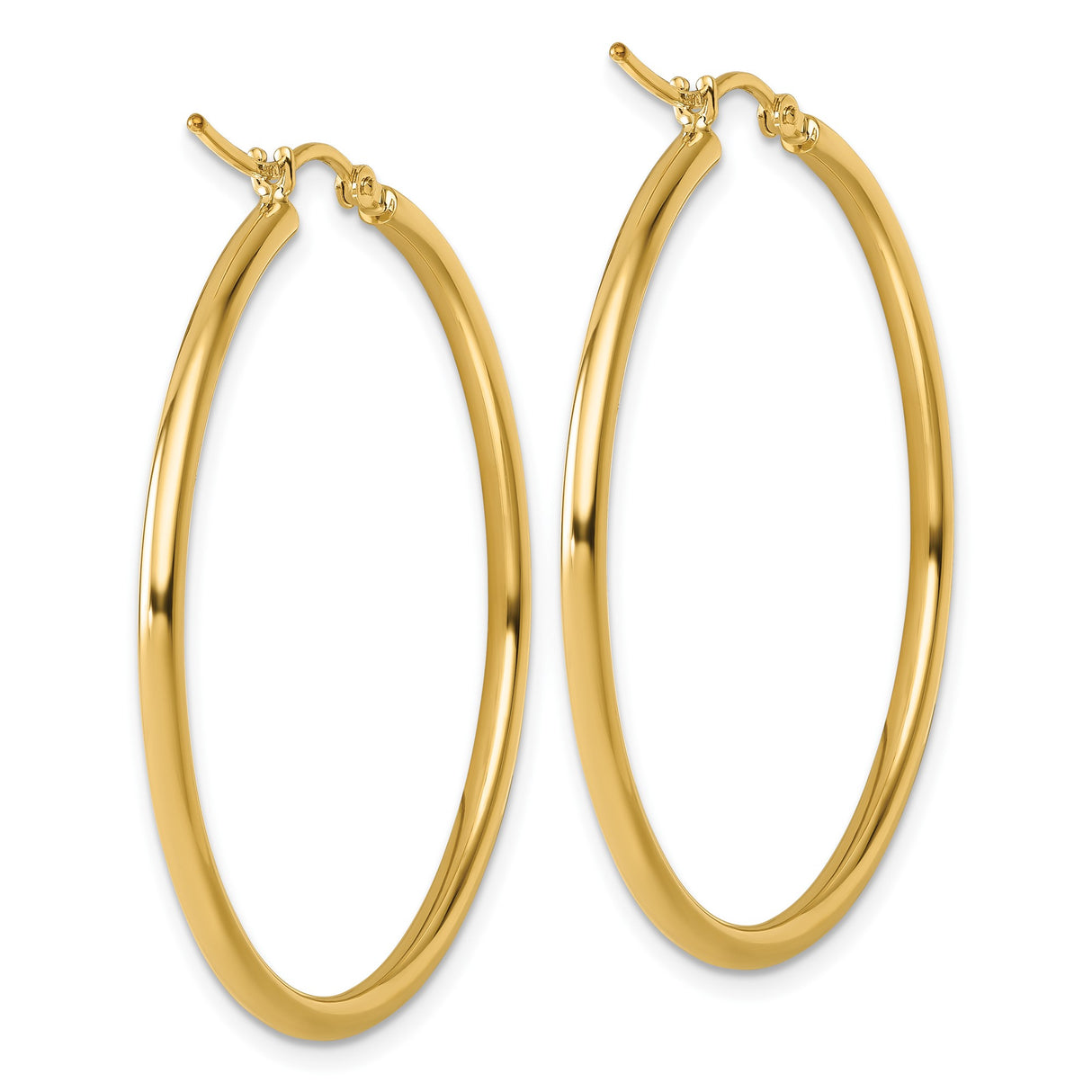 10k Yellow Gold Hoop Earrings, Polished Round Design with Latch-Back Closure
