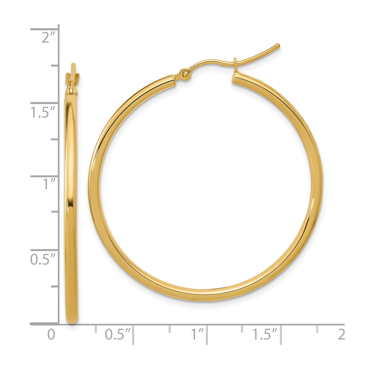 10k Yellow Gold Hoop Earrings, Polished Round Design with Latch-Back Closure