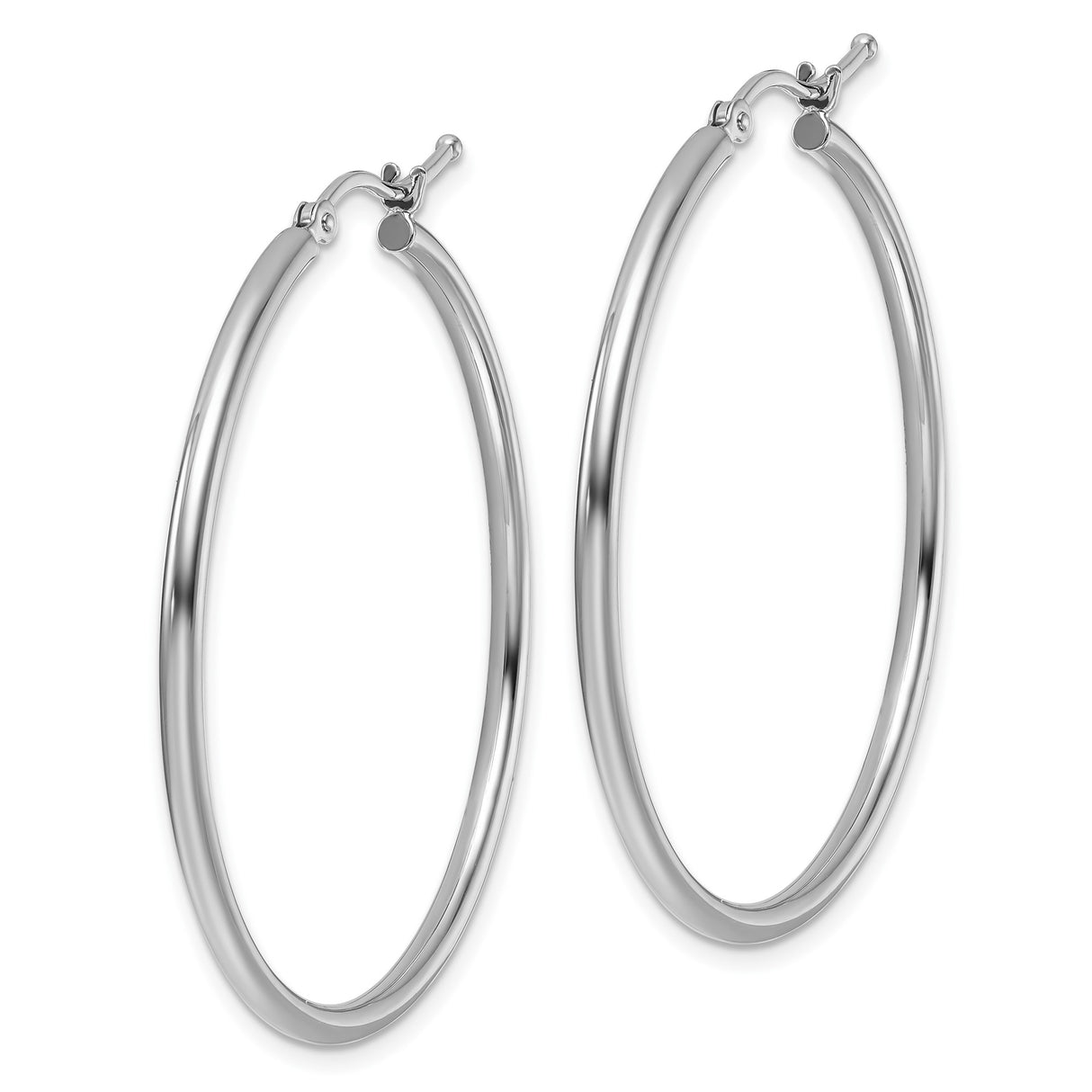 10k White Gold Hoop Earrings, Polished Finish, Minimalist Design for Women