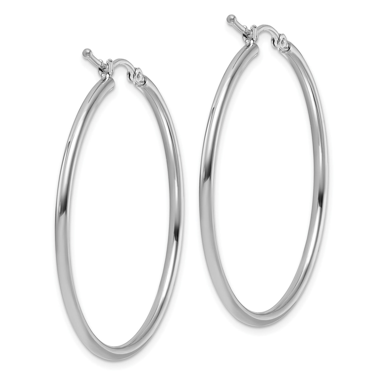10k White Gold Hoop Earrings, Polished Finish, Minimalist Design for Women