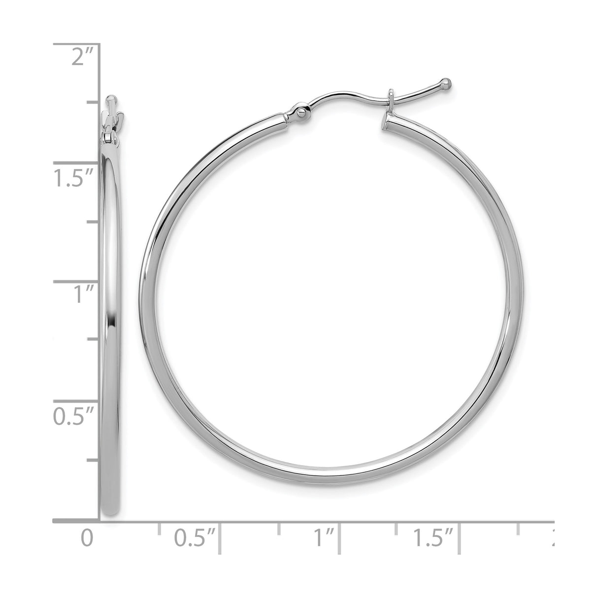 10k White Gold Hoop Earrings, Polished Finish, Minimalist Design for Women