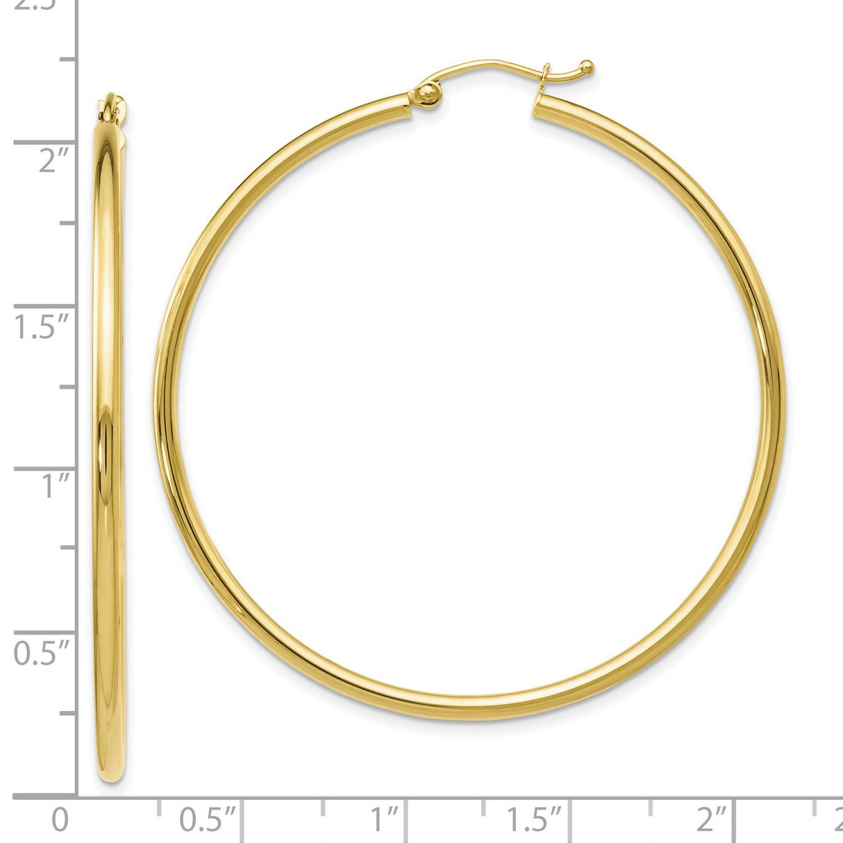 10k Yellow Gold Hoop Earrings, Classic Round Polished Hoops with Latch-Back Closure