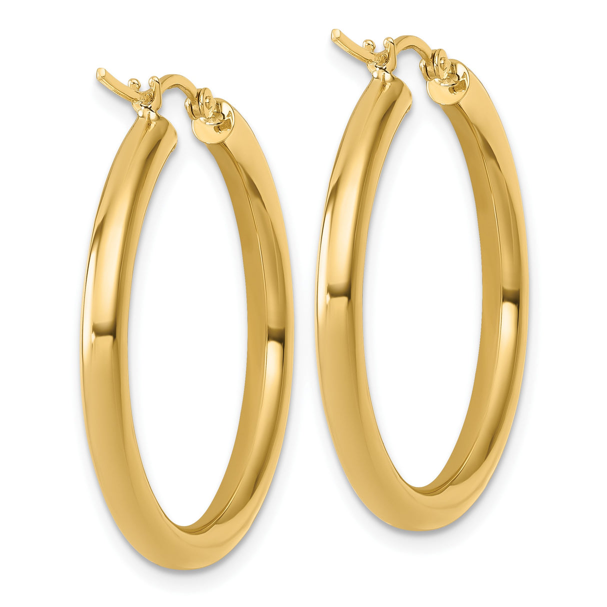 10k Yellow Gold Hoop Earrings, Classic Round Design with High-Polish Finish for Women