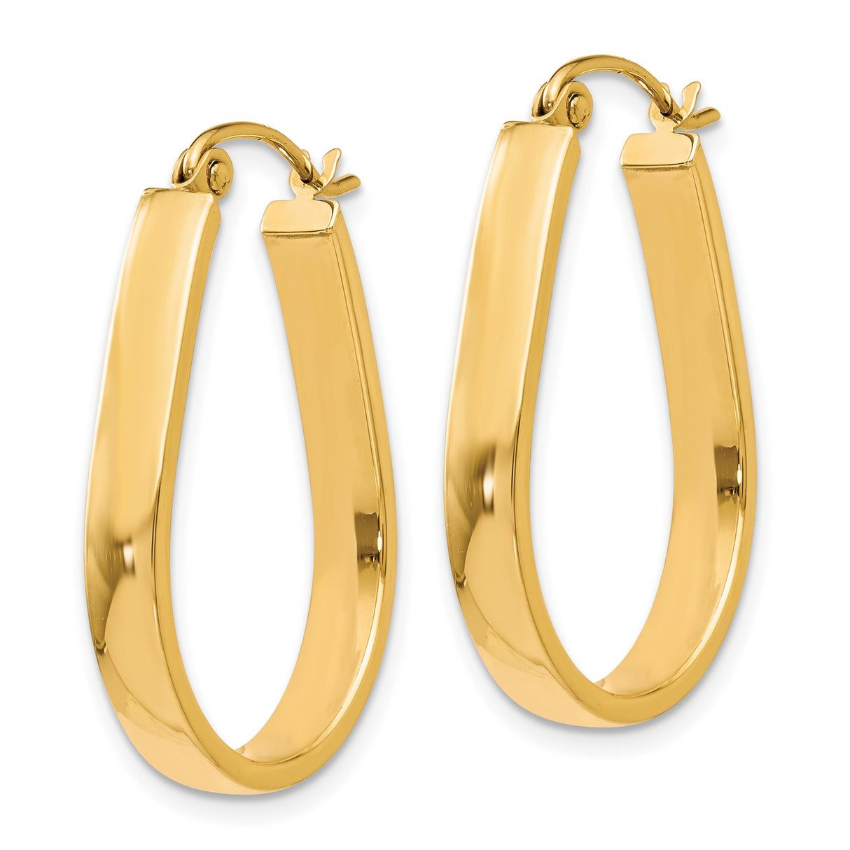 10k Yellow Gold Teardrop Hoop Earrings, Polished Finish, Latch Back Closure for Women