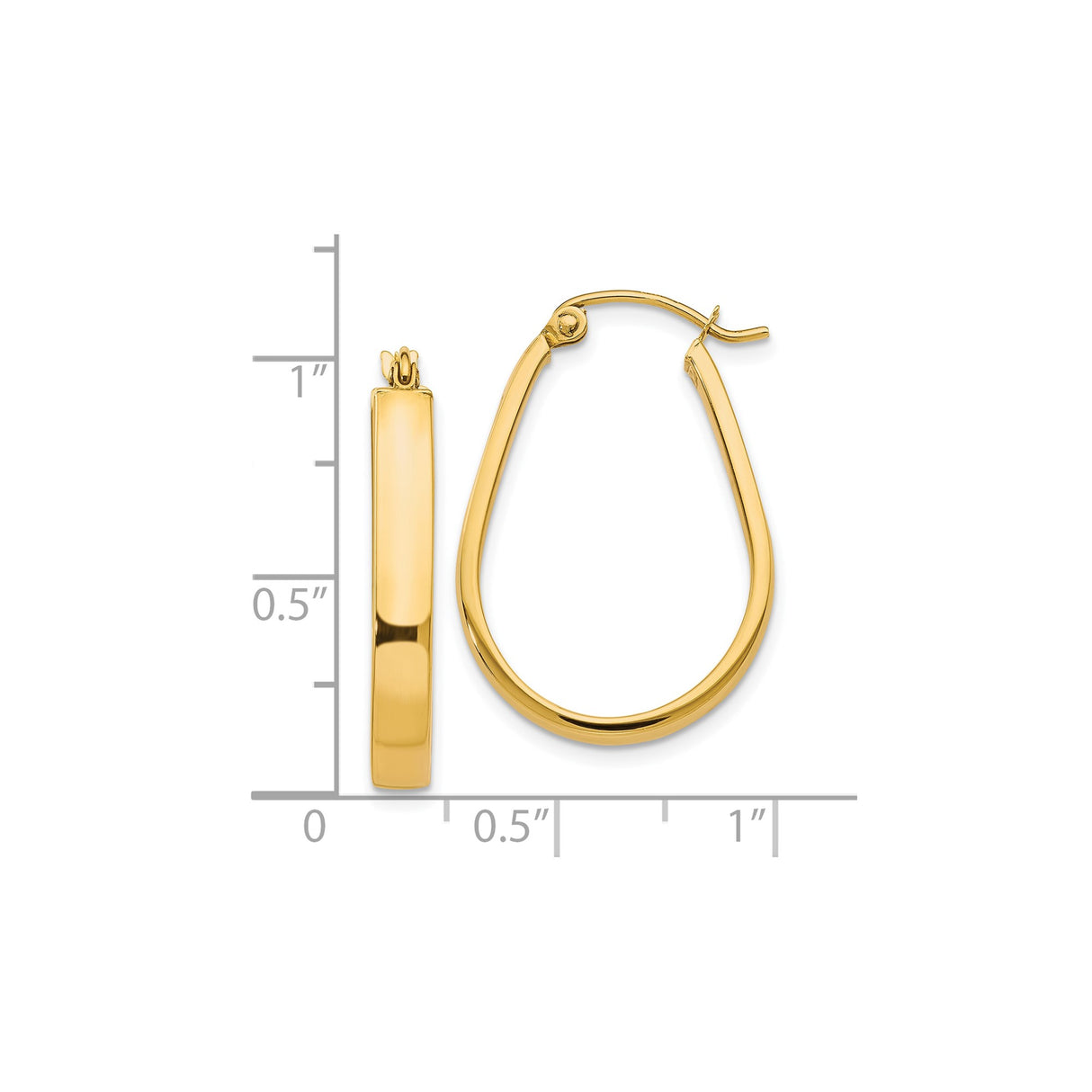 10k Yellow Gold Teardrop Hoop Earrings, Polished Finish, Latch Back Closure for Women