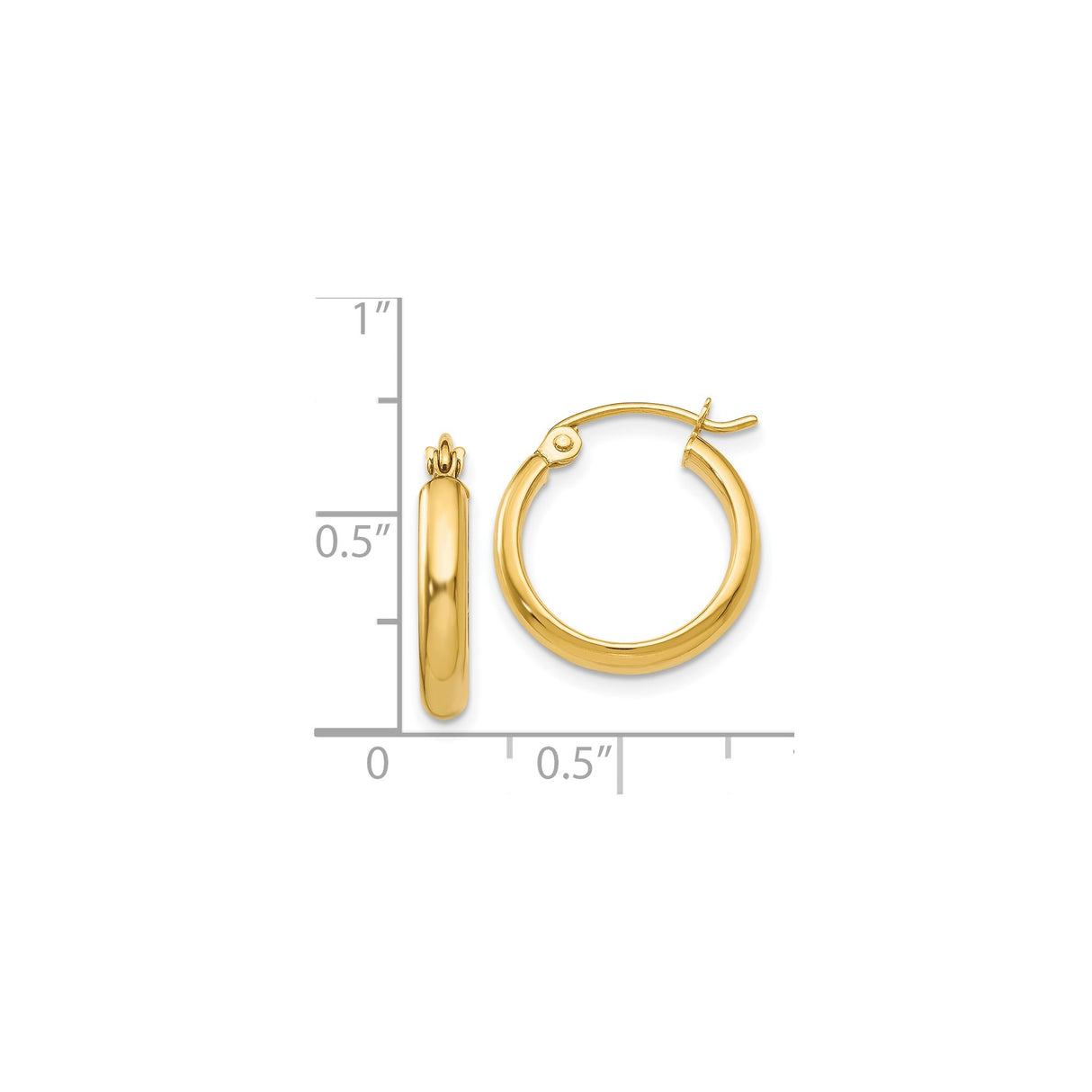 14k Yellow Gold Hoop Earrings with Polished Finish and Latch Back Closure