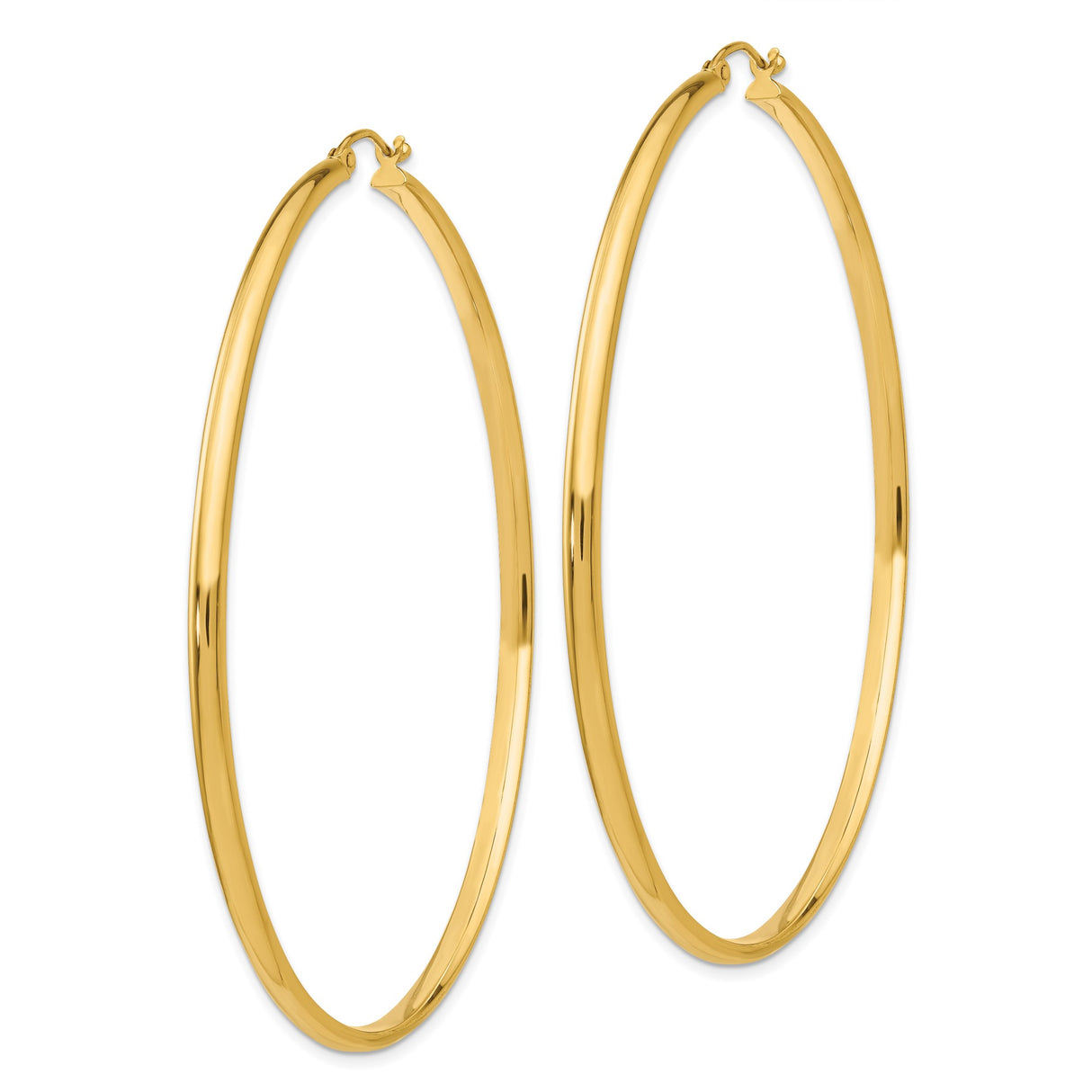 14k Yellow Gold Hoop Earrings, Lightweight Medium Size, Classic High Polish Finish for Women