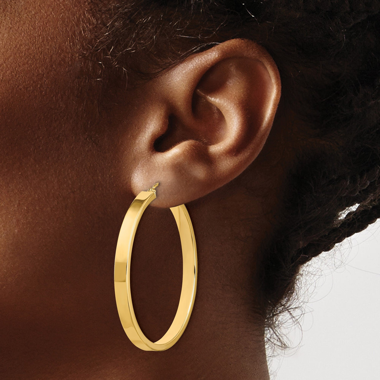 14k Yellow Gold Hoop Earrings, Classic Lightweight Round Design with Latch Back Closure