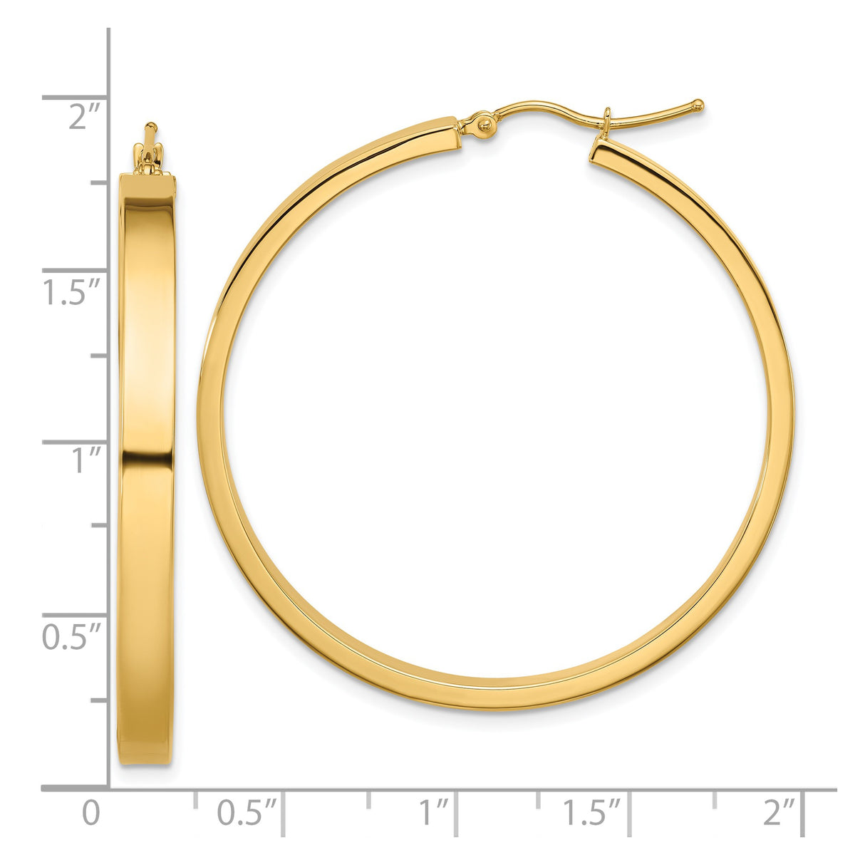 14k Yellow Gold Hoop Earrings, Classic Lightweight Round Design with Latch Back Closure