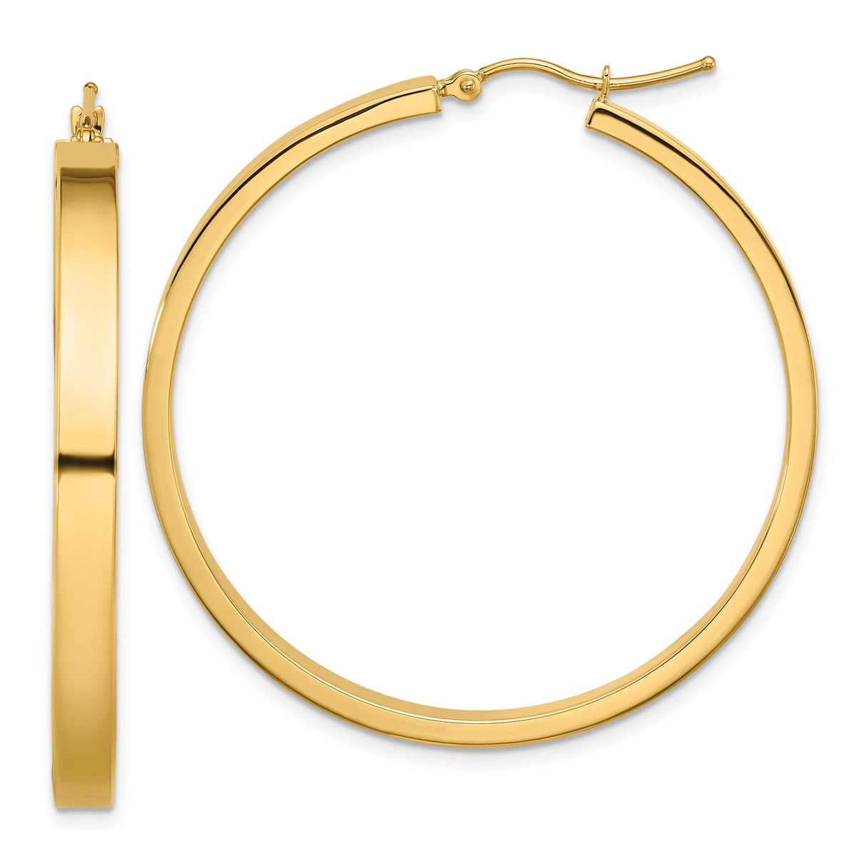 14k Yellow Gold Hoop Earrings, Classic Lightweight Round Design with Latch Back Closure