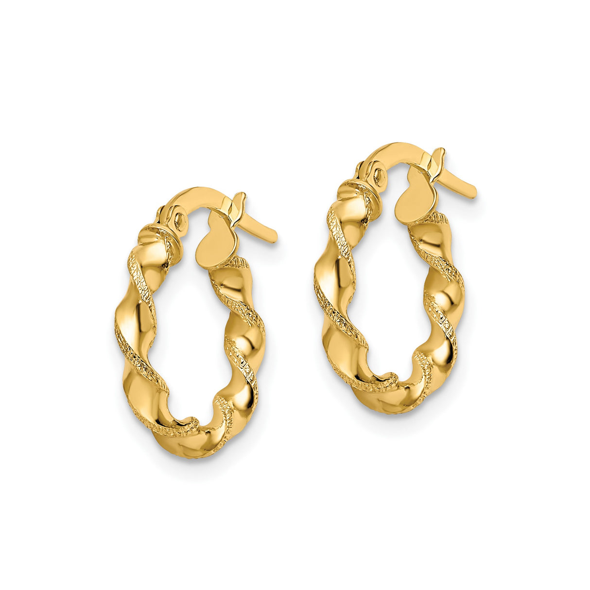 10k Yellow Gold Hoop Earrings with Twisted Diamond Cut Rope Design for Women