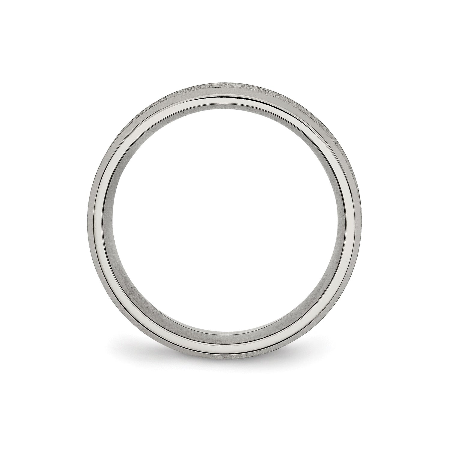Titanium Mens Wedding Band, Brushed Center with Polished Beveled Edges, 8mm Matte Finish Ring