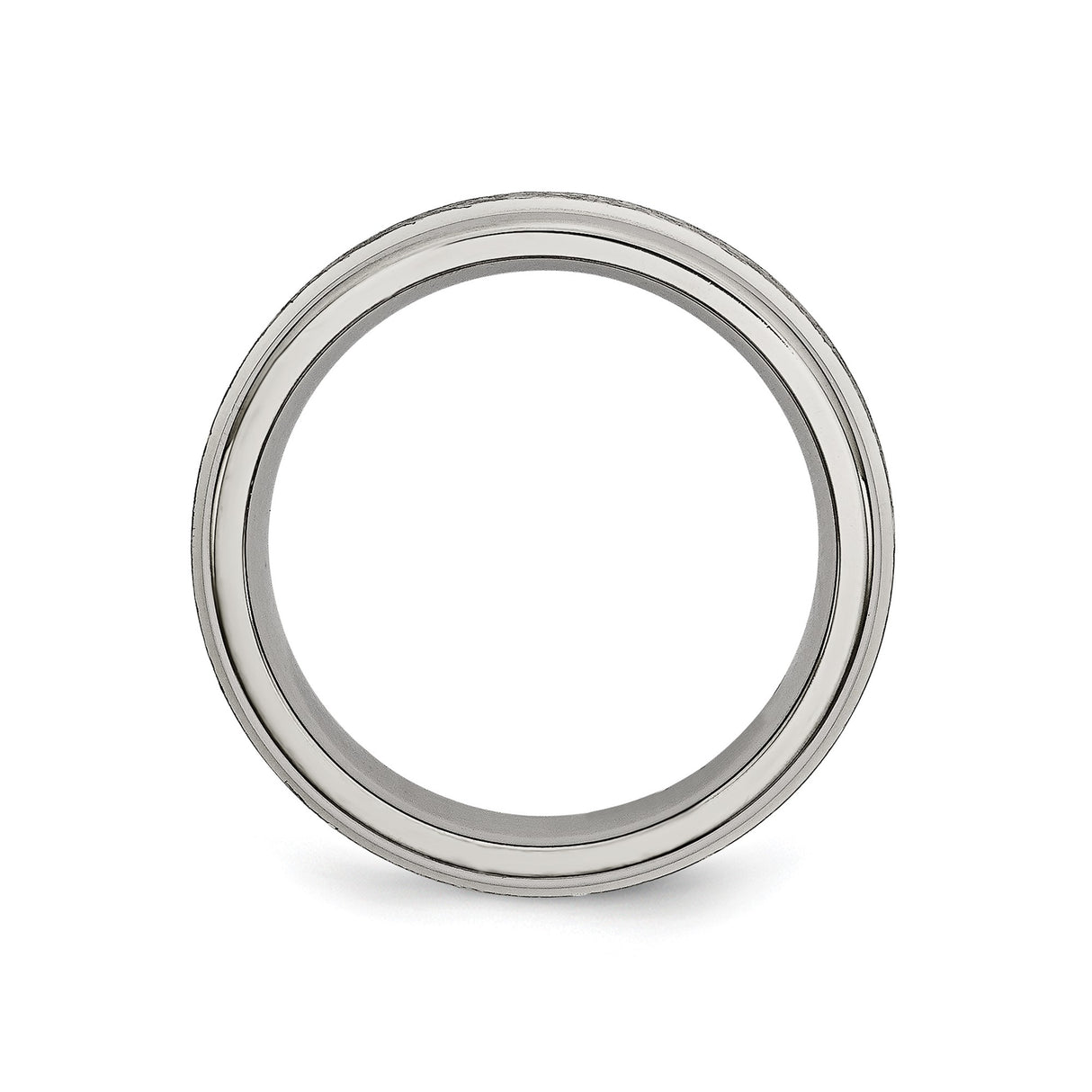 Titanium Ring with Brushed Center and Polished Edges, 6mm Flat Edge Mens Wedding Band