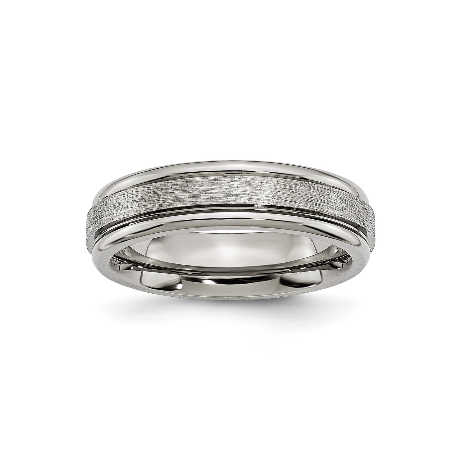 Titanium Mens Wedding Band Ring with Brushed Center and Polished Edges