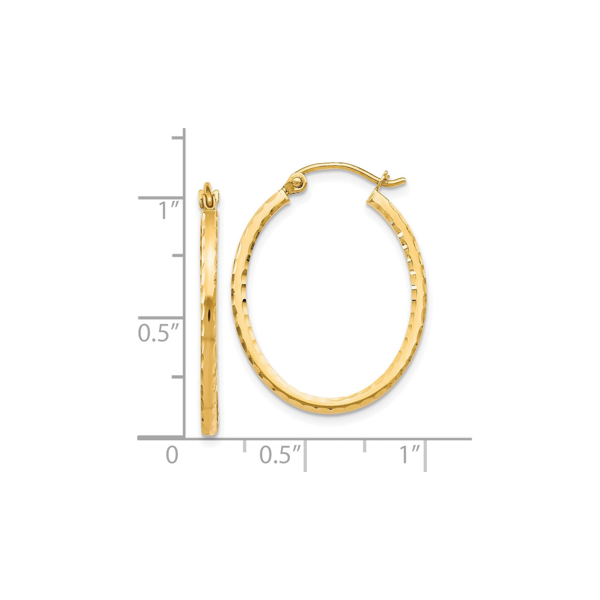 10k Yellow Gold Hoop Earrings with Hammered Texture and Polished Finish for Women