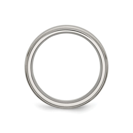 Titanium Mens Wedding Band, 7mm Brushed Center with Polished Beveled Edges, Comfort Fit Ring