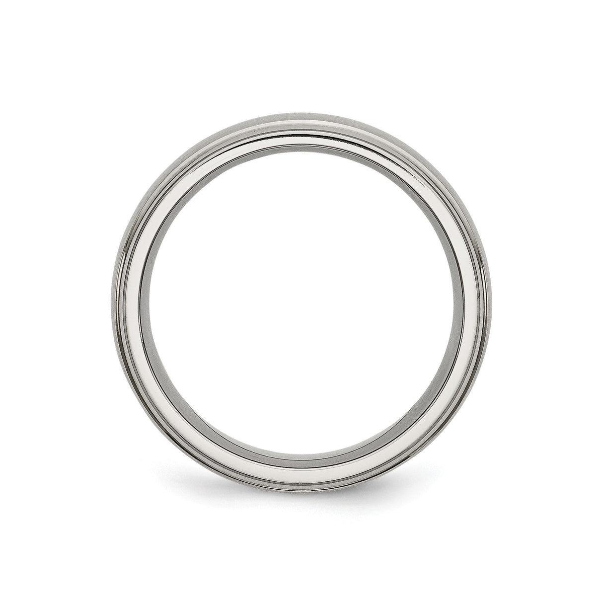 Titanium Mens Wedding Band with Brushed Matte Finish and Polished Beveled Edges