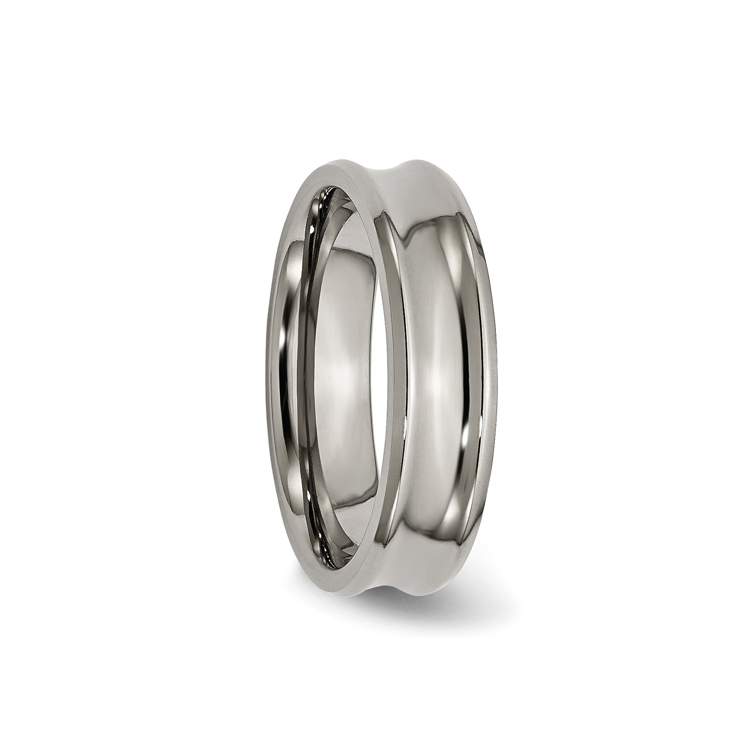 Titanium Mens Wedding Band Ring, Domed Edge, High Polish Finish, Comfort Fit, Minimalist Style
