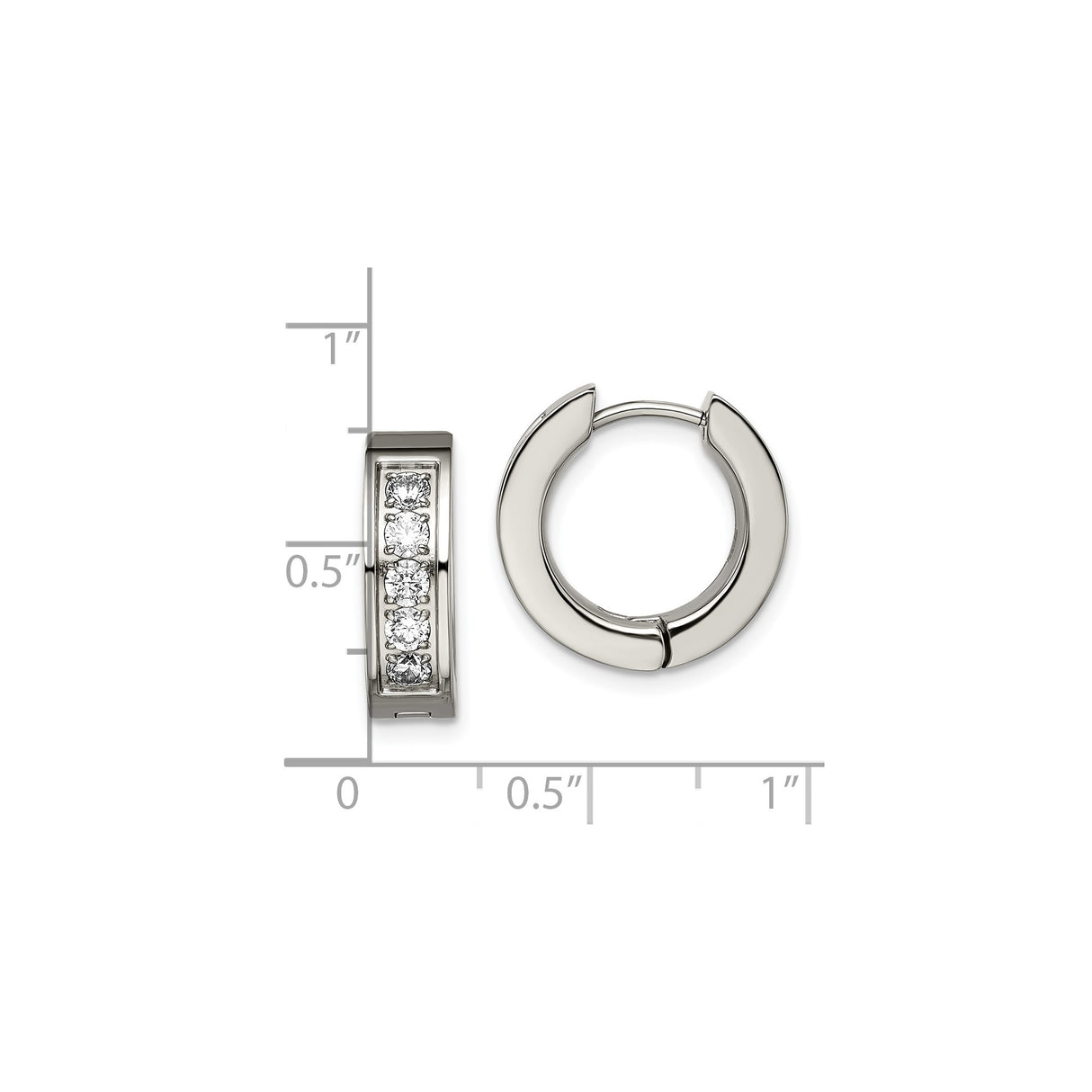 Titanium Hoop Earrings with Cubic Zirconia, Hypoallergenic Hinged Design, Unisex Polished Style