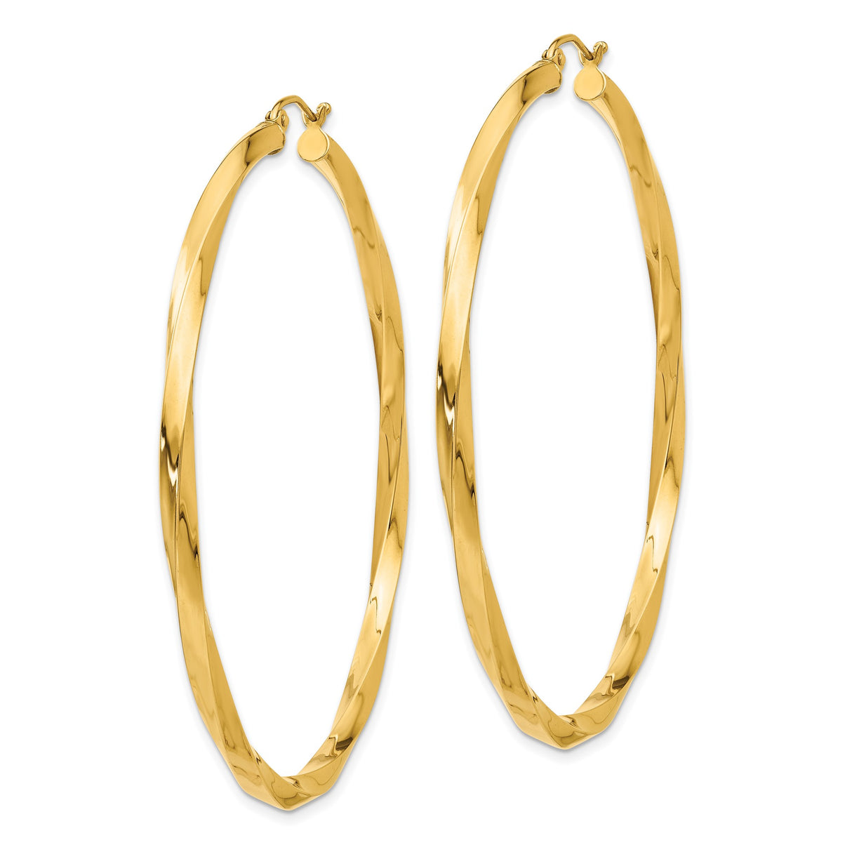 14k Yellow Gold Twisted Hoop Earrings, Lightweight Classic Round Design for Women