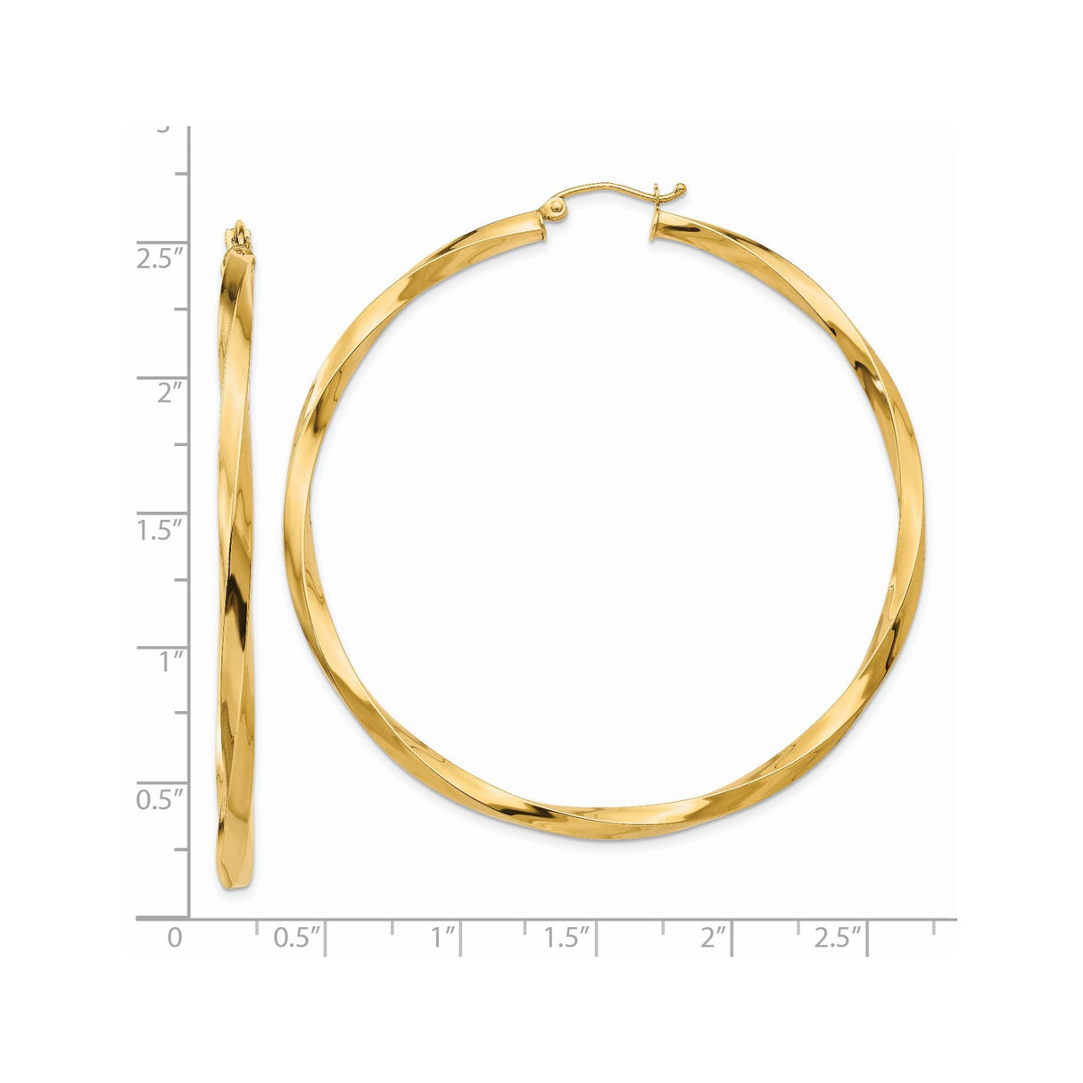 14k Yellow Gold Twisted Hoop Earrings, Lightweight Classic Round Design for Women