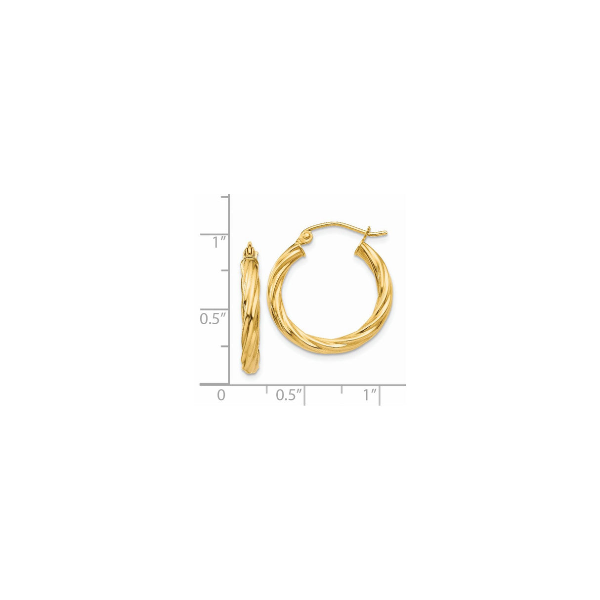 14k Yellow Gold Twisted Hoop Earrings, Polished Rope Style Dome Hoops for Women