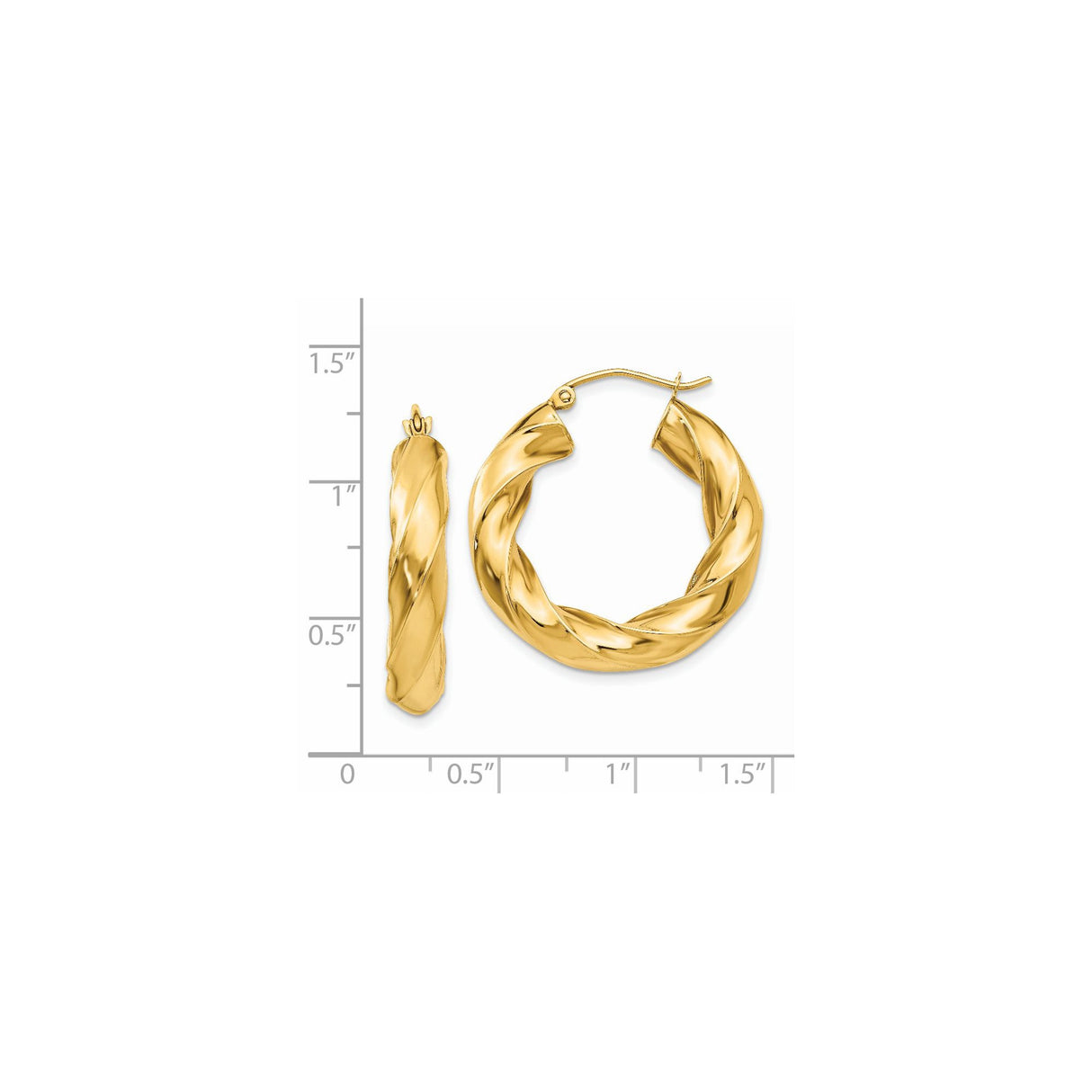 14k Yellow Gold Twisted Hoop Earrings, Braided Tube Design, Polished Finish, Bold Statement Style