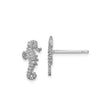 14k White Gold Seahorse Stud Earrings, Ocean Inspired Nautical Jewelry for Women